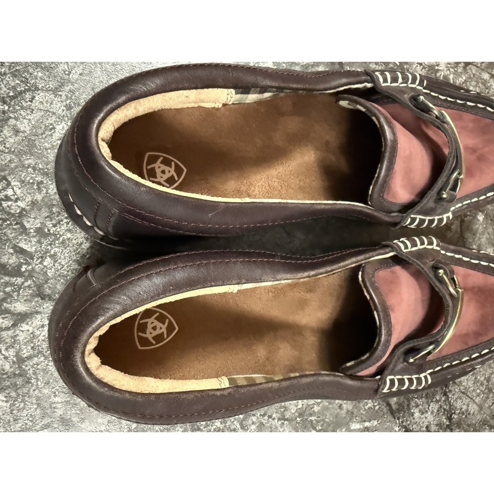 Ariat Brown and Burgundy Suede & Leather Loafers - Picture 8 of 13